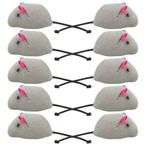 OUDQFCJ Souris en Peluche, 10 Pièces Peluches Souris Jouets pour Chat Chaton Animaux Domestiques Toys - Gris