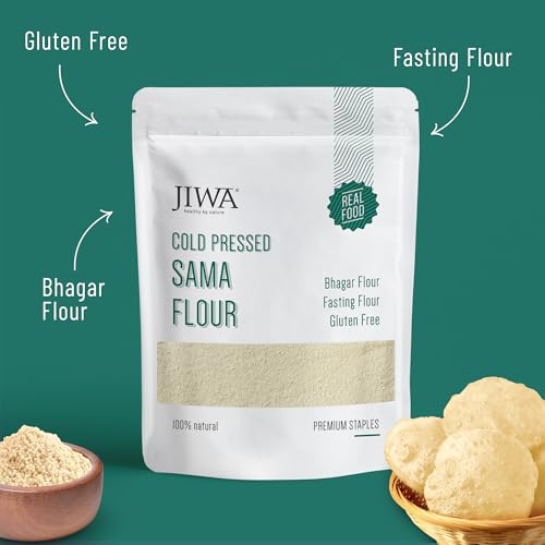 Image of Jiwa Cold Pressed Sama Flour | Fasting Flour | Gluten Free | Positive Millet | Barnyard Millet | Bhagar Atta | Chakki Ground | 500g (Pack of 5)