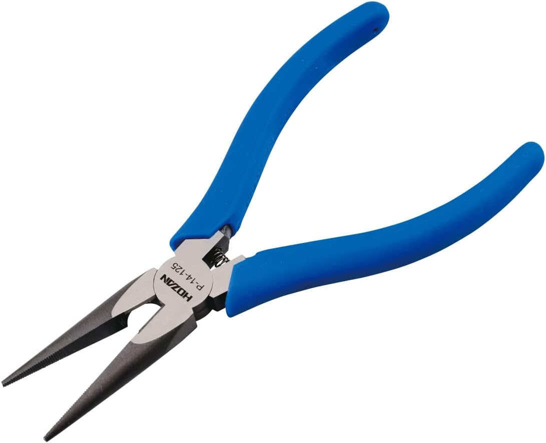 Hozan P-14-125 Radio Pliers, Equipped with Coil Springs, Anti-Slip Knurling, Perfect for Continuous Work