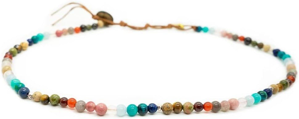 Lotus and Luna 7 Chakra Necklace for Women - Healing Crystal Necklace with Genuine Stones (Master Healer) to Bring Balance and Healing to Mind and Body - Handmade Jewelry Gift