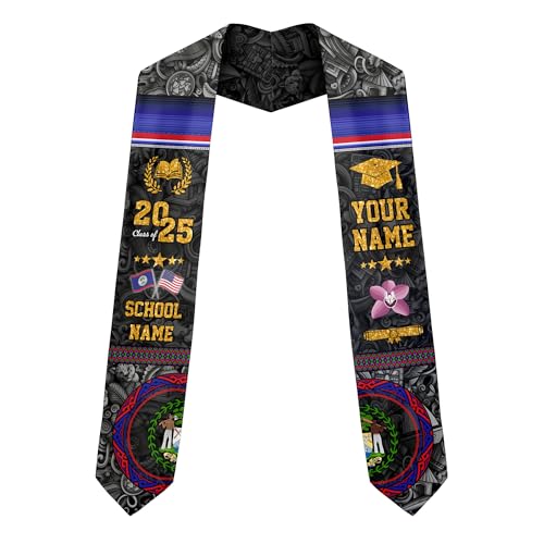 MonkeyVan Custom Belize Graduation Sash Belize Stole for Graduation Belize Flag Gift Graduation Sash Graduation Stole Bz18