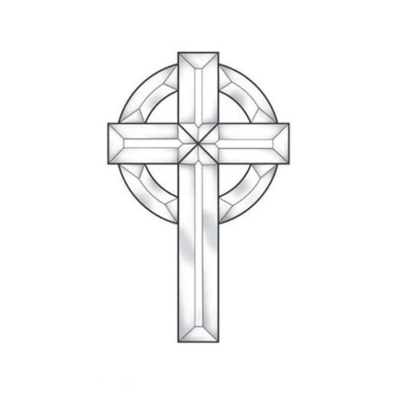 5-3/4"x 9-1/8" Exquisite Stained Glass Large Celtic Cross Bevel Cluster