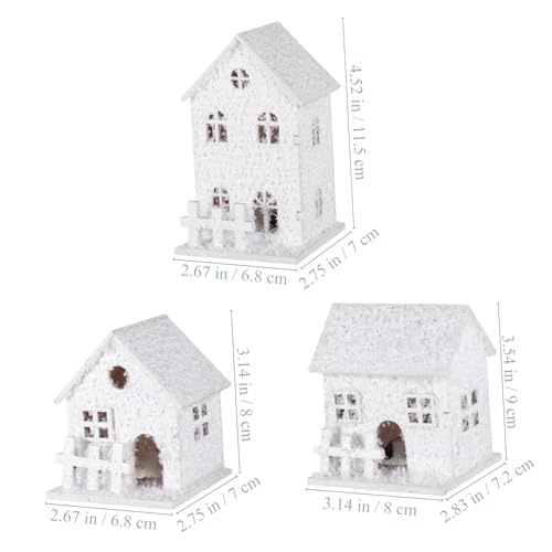Set 3 casas de madera navideñas con luces led para árbol y mesa 3