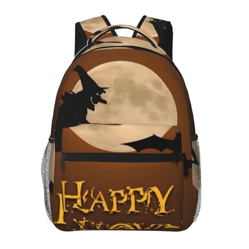 WBQLSL Mochila casual de bruja voladora de Halloween, mochila para laptop, para viajes, senderismo, negocios, camping, gimnasio