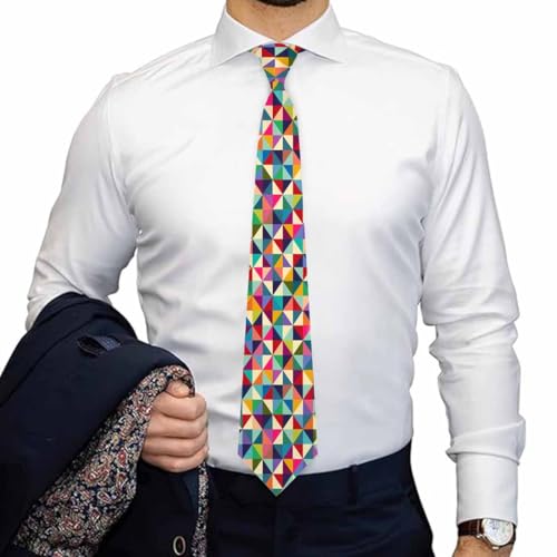 AnBuPan Colorful Triangle Mens Tie Rainbow Illusion Geometric Necktie Tie for Men Accessories Business Formal Wedding Party Holiday Festival Gift