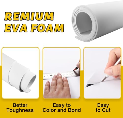 Image of MEARCOOH EVA Foam Cosplay White 15mm Thick (1mm to 20mm) Large 35.5 inch x 59 inch Sheet Premium High Density 86 kg /m3 for Cosplay, Crafts Projects