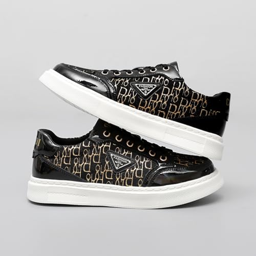 Men's Patterned Leather Sneakers, Stylish Casual Shoes - Fashionable for City Walks, Shopping Trips & Daily Commute4