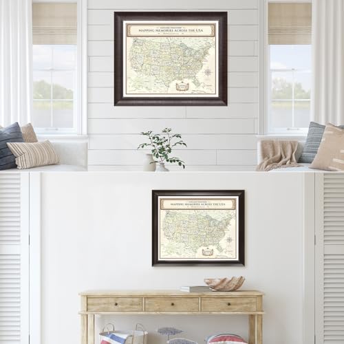 Image of DECORARTS - Personalized Push Pin Travel Map USA, Custom Name, Pin Board Canvas Wall Art, Colorful Classic United States Decor, Optional Wood Frame, Giclee Print, Handcrafted in USA, 20x16''