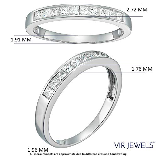 1/2 carat (ctw) Diamond Wedding Anniversary Band for Women Princess Cut in 14K White Gold Channel Set 0.50 cttw, Size 4.5-104