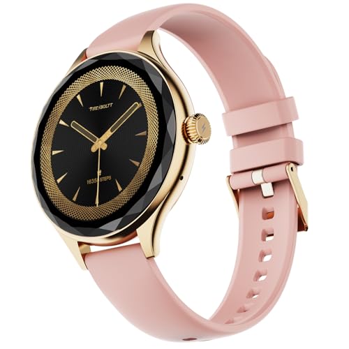 Image of Fire-Boltt Phoenix Aura Women Smart Watch with 1.26 inch Diamond-Cut HD Display, Rotating Crown, Wireless Charging, Bluetooth Calling, Voice Assistant, 120+ Sports Modes - Rose Quartz