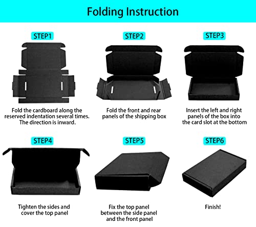 Black Shipping Boxes For Small Business, 10*6*1.6 Inches, Pack Of 12, Corrugated Cardboard Boxes For Shipping, Packaging, Storage, Craft Gifts Giving #TOP4