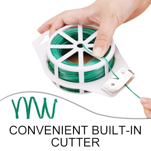 Azlanway Juego de alambre de encuadernación para plantas, 100 m, 2 rollos de alambre de jardín con dispensador y cortador, alambre recubierto para soporte de plantas, bricolaje, organización de cables - imagen 4