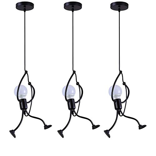 Lot de 3, Moderne Charmant Suspension Créatif fer Gens Dessin animé Conception Lampe suspendue Élégant Suspension pour Des gamins Enfants Chambre Chevet Salon Balcon Mignonne Lustre,1 tête