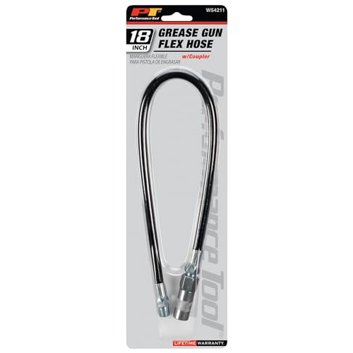Image of Performance Tool W54211 18-Inch Flex Grease Gun Hose Extension With Coupler, 4,500 Working PSI (1 /8 NPT)