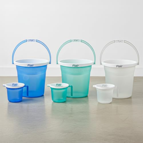 Image of FLAIR Estella Crystal Bathroom Essentials Set | 24L Plastic Bucket with 1.5L Mug | Transparent Blue | Premium Virgin Plastic, Durable & Multipurpose (T.Blue, 24 Bucket + 1.5 Mug LTR)