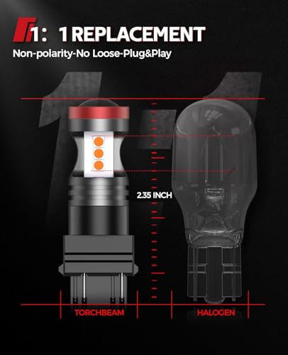 Image of Torchbeam 3157 3156 LED Bulbs, Amber Yellow LED Turn Signal Lights Bulbs, 400% Brighter 3156 3057 3457 4157 LED Bulb with Projector Replacement for Directional Blinker Parking Side Marker Lights