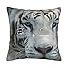 Housse d'oreiller Nature Animaux Tigre Blanc Taie d'oreiller Décoratif Taie Coussin Doux Housse De Coussin pour Canapé, Jardin, Patio, 45X45Cm