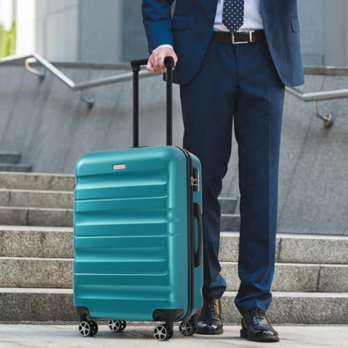 Hardshell ABS Luggage Set - Lightweight & Durable Suitcases with Dual Spinner Wheels, Carry-On & Check-In Sizes for Travel & Business (Blue)2