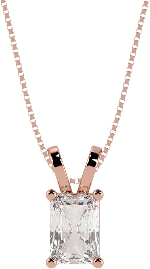 5 Carat 14K Rose Gold IGI Certified LAB-GROWN Radiant Cut 4 Prong Diamond Pendant Necklace + 16" 14K Gold Chain Value Collection (E-F Color,VS1-VS2 Clarity)