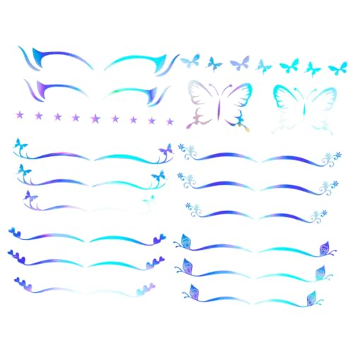 VALICLUD 6 hojas Pegatinas Adhesivas para Sombra de Ojos Calcomanías Temporales para Delineador Stickers para Maquillaje de Ojos Diseño de Mariposas y Estrellas Fácil Aplicación para