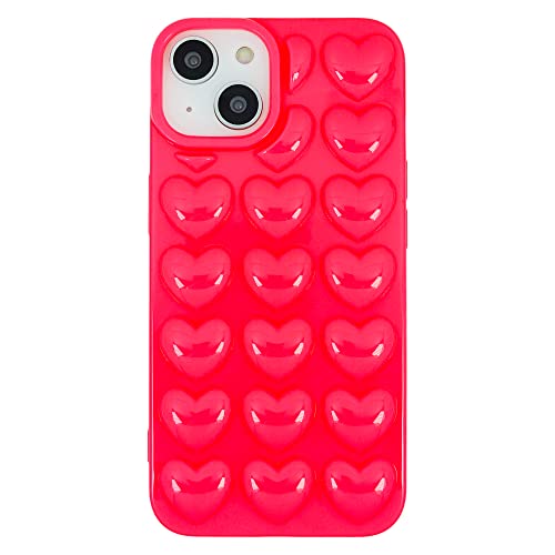 DMaos iPhone 14 Pro Case for Women 3D Pop Bubble Heart Kawaii Gel Cover, Cute Girly for iPhone14 Pro 6.1 inch - Hot Pink - Image 2