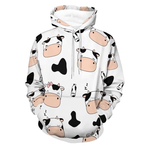 Sweat à capuche vache mignonne UMENG pour homme et femme pull noir imprimé animal