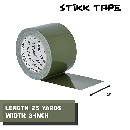 Image of STIKK Duct Tape - Olive Drab Green Duck Tape - 3 inch x 25 Yards - Heavy Duty Tape for Repairs, Household Projects - for Commercial HVAC and Construction - Effective Heavy Duty Waterproof Duct Tape