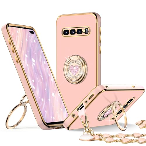 Coque Galaxy S10 Plus bling cœur de luxe antichoc rose