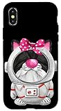 Funny Astronaut Gnome In Space Suit Costume With Cat Face For Teacher Mom And Crazy Cat Lady. Unique Space Astronaut Gifts For Women With Black Cat Girl Face Under Cosmonaut Helmet With Pink Bow.