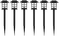 Luminária Solar LED Espeto de Jardim – Recarregável pelo Sol, Decoração para Áreas Externas (6 PÇ (Branco Frio))