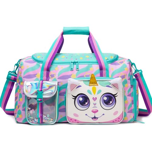 Kids Duffle Bag Girls Travel Bag for Kids Overnight Bag for Girls Dance Bag for Girls Weekender Bag Gym Bag with Shoe Compartment