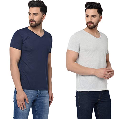 Image of JANGOBOY Men's V-Neck Cotton T-Shirt (Pack of 2)