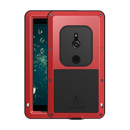 Fonrest Sony Xperia XZ2 kompakt fodral, Love mei kraftfull kraftig hybrid aluminium metall rustning stötsäker snöbeständig smutsbeständig 12,7 cm skydd skal med härdat glas (röd)