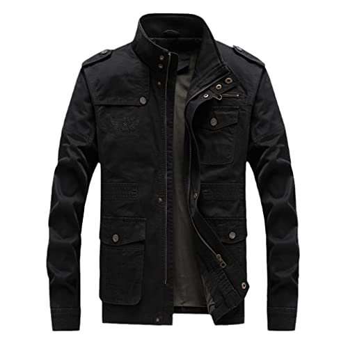 Veste cargo militaire homme coton col montant contre le vent