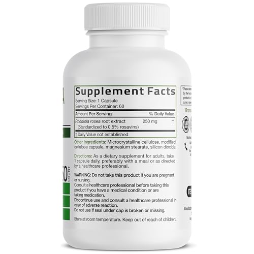 Bronson Rhodiola Rosea Vegetarian Capsules - Adaptogenic Herb - Brain, Stress & Mood Support - Non-GMO, 60 Count - Image 3