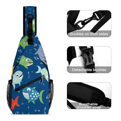 Mochila deportiva tipo bandolera Cute Ocean Fish miniatura 3