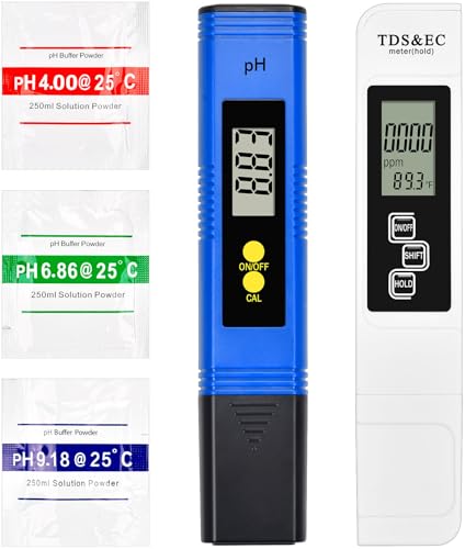 ECHOBUY Medidor de PH 4 en 1, Medidor de Prueba de Calidad del Agua PH TDS EC y Temperatura 4 en 1 Set, Calidad del Agua Medidor para Acuario para Agua Potable, Piscina, Acuario, Laboratorio