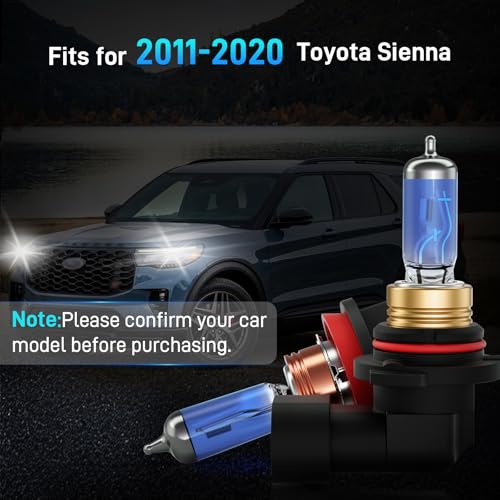 Image of XFLHEHD Sienna Halogen Headlight Bulbs Fits For 2011-2020 Toyota Sienna Halogen High Low Beam Combo, Ultra Bright 5000K White Bulbs, 12V-100W, Pack of 4