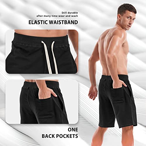 AMY COULEE Mens Casual Classic Cotton Sweat Shorts with Pockets (Black, M) by AMY COULEE - Used condition - Image 5