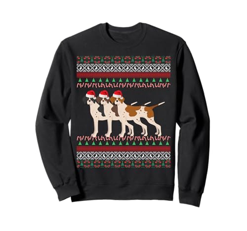 Qualsiasi orgogliosa mamma Pointer inglese o papà puntatore inglese adorerà questo design natalizio con una famiglia di puntatori inglesi su un brutto sfondo maglione natalizio.