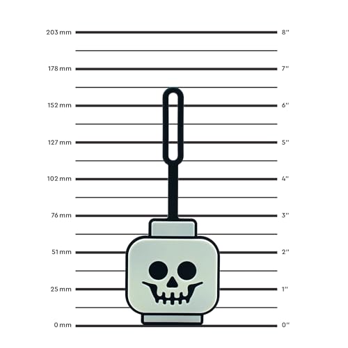 Lego Minifigures Bag Tag - Skeleton Head Glow in The Dark (53648), Trick or Treat Accessory, Halloween Theme Luggage Tag, Silicone2
