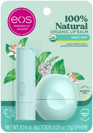 eos 100% Natural Lip Balm- Sweet Mint, Stick & Sphere, 0.39 oz, 2-Pack