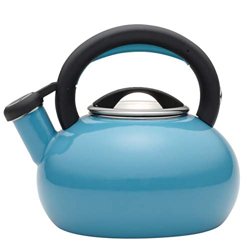Circulon Sunrise Whistling Kettle/Stovetop Teakettle/Tea Pot, 1.5 Quart, Capri Turquoise Blue