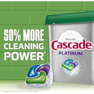 Cascade Platinum + Oxi Dishwasher Pods، Dishwasher Detergent، Dish Detergent Soap، Fresh، 59 Count