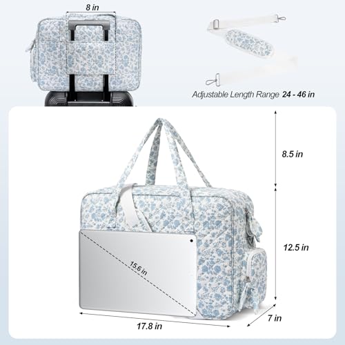 Quilted Duffle Bag for Women, Quilted Weekender Bag, Quilted Travel Bag, Large Floral Duffle Bags with Adjustable Straps2