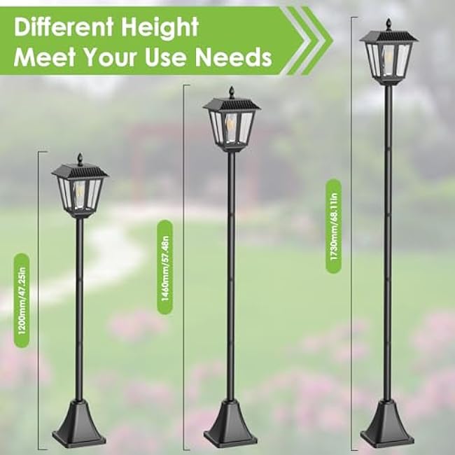 Greluna 68 Inches Solar Lamp Post Light Outdoor, Warm White, IP45 Waterproof Solar Post Lights Outdoor, Pole Lights Decorative Lamp for Yard Garden Patio Lawn Pathway Driveway Front/Back Door2 Pack,