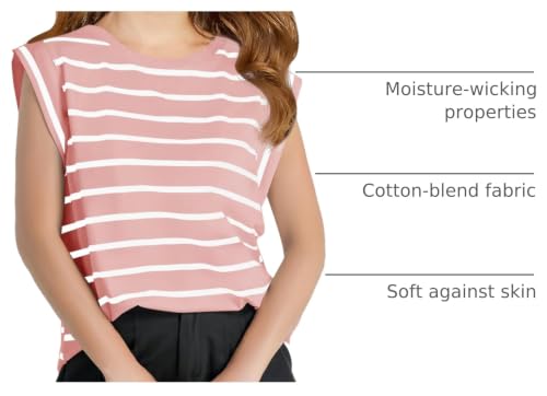 Image of Haloumoning Girls Cap Sleeve T Shirts Summer Striped Tank Tops Tees 4-14 Years