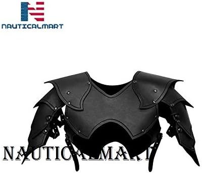 NauticalMart Medieval Leather Pauldrons Warlord LARP armor battle ready armor
