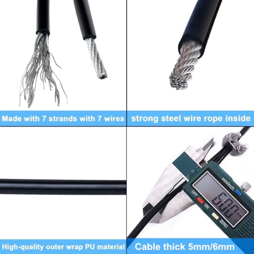 Image of Gym Machine Steel Wire Rope (6mm Thick, 10 Meters Long) - PU Coated High-Tensile Replacement Cable for Home and Professional Cable Machines