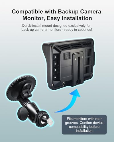 Image of Windshield Suction Mount for Backup Camera Monitor System - Heavy-Duty 5kg Load Capacity, Metal Construction, 360 Adjustable Ball Head, No Drill Easy Install for Car /RV /Truck